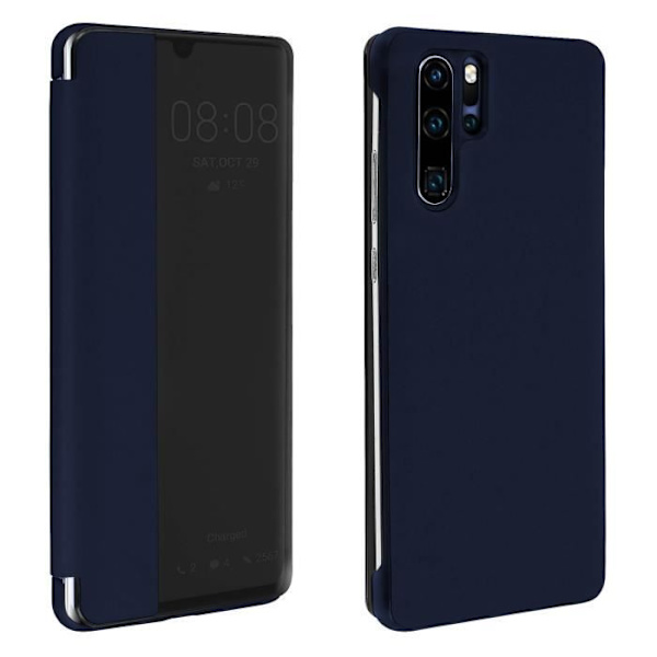 Hus - AVIZAR - Huawei P30 Pro - Hård Skal - Fodral med Stort Fönster - Mörkblå Midnattsblå