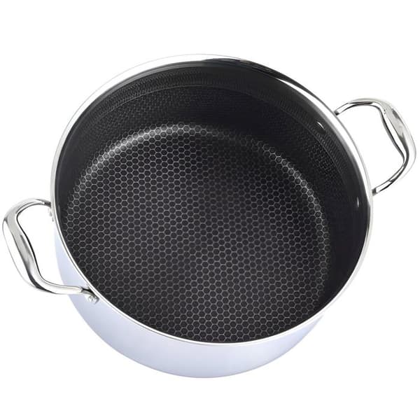 Sauteuse 32cm - CHEFFINGER - Bikube - Rustfrit Stål - Glaslåg - Non-stick 3D Grå
