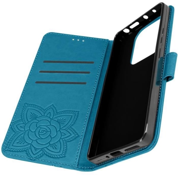 Mandala Butterfly Fodral för Redmi Note 13 Pro Wallet Handledsrem Blå