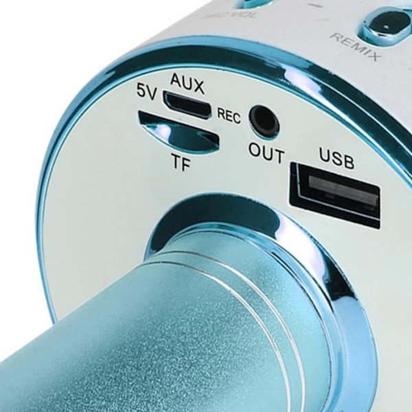 Mikro Karaoke Bluetooth Högtalare Inbyggd Flerfunktionella Knappar Ljusblå Blå