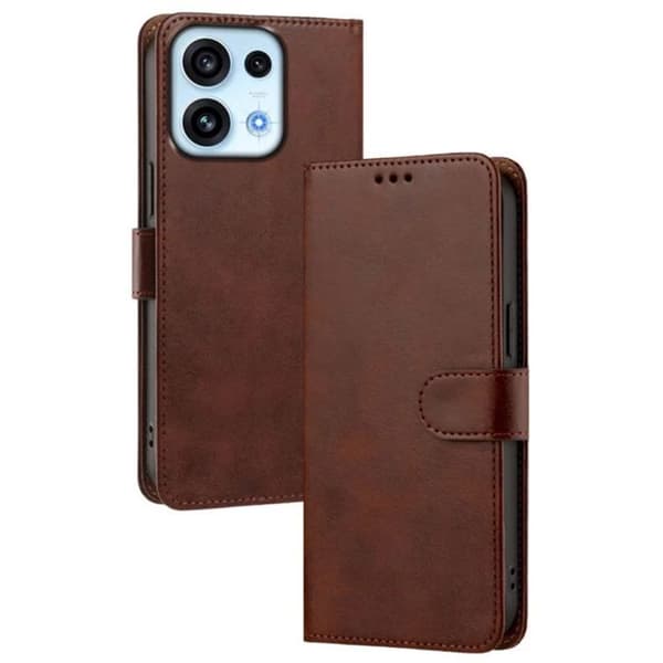 Plånboksfodral för Oppo Reno 16F / 16 FS med handledsrem och vikbart stativ i brunt brun