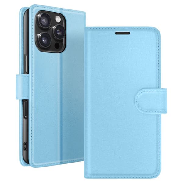 Plånboksfodral för iPhone 16 Pro med Stödfunktion och Magnetflik Zanaé Ljusblå Blå
