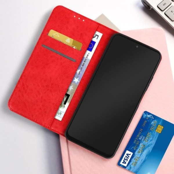 Kansi Xiaomi Redmi Note 11 ja Note 11s Flip Wallet Support Video punainen