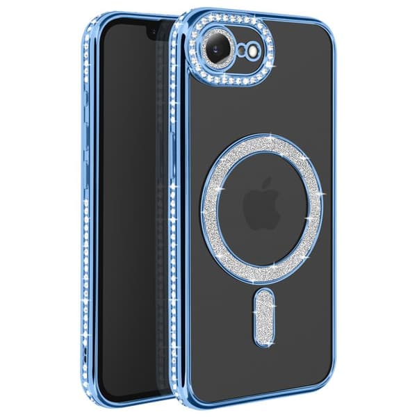 Coque Magsafe - iPhone 16e - Blå Strass - Modstandsdygtig - Kompatibel med MagSafe Blå
