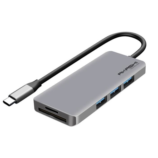 USB-C Hub 3x USB 1x HDMI 1x USB-C 1x 1 Micro-SD / SD Compact Akashi Grey