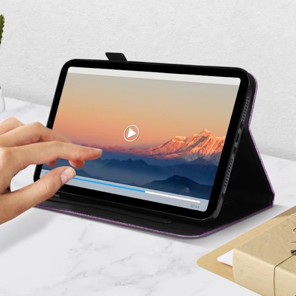 iPad Mini 2021 - Apple - Violet - Glitter - Video Tuki - Kortti Tasku Lila
