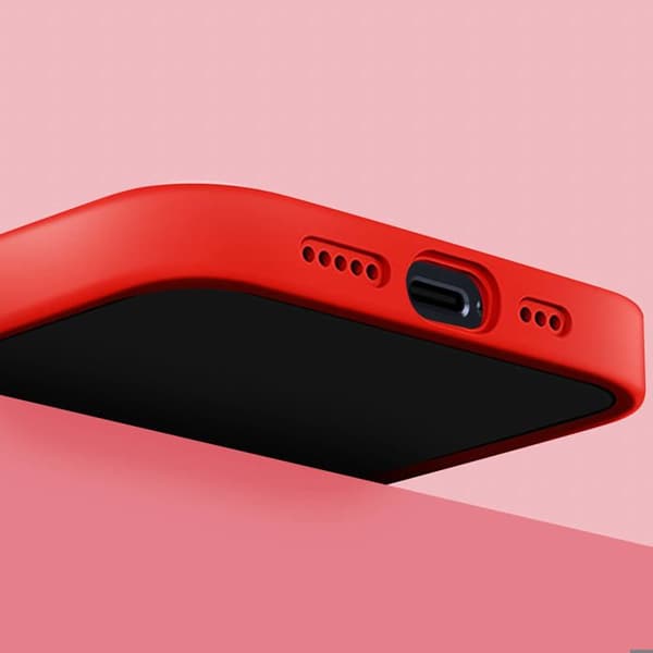 Cover til iPhone 15 Plus Halvstivt interiør Microfiber Moxie Red Röd