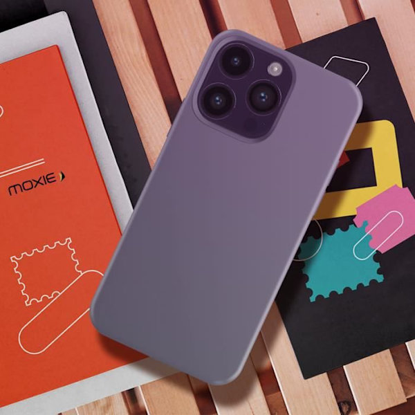 iPhone 14 Pro Max etui - MOXIE - Halvstivt - Tyndt - Blødt interiør - Moxie lavendel grå