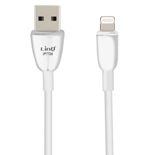 USB-C kabel til Lightning - LinQ - 1,2m - Hurtig Opladning 3A - Synchronisering - Hvid Vit