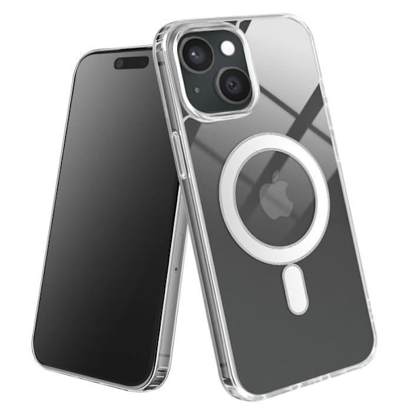 AVIZAR Skyddsfodral till iPhone 15 - Genomskinlig - Förstärkta hörn - MagSafe Transparent