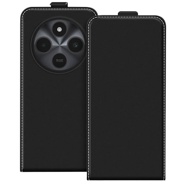 Hus til vertikal klap for Xiaomi Redmi 14C med kortlomme i sort Svart