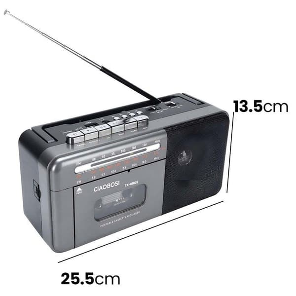 Radio Retro - AVIZAR - Retro - Bluetooth - Kassettspelare - AM/FM/SW-tuner Grå
