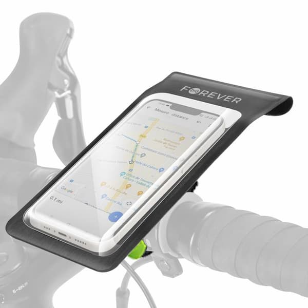 Støtte til vandtæt cykel til smartphone op til 6,8'' Styrestyrsbeslag Forever Sort