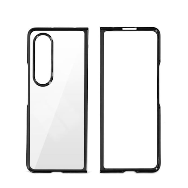 Samsung Z Fold 4-fodral - FORCELL - Helt styv genomskinlig baksida - Svart krom - Wraparound-hörn