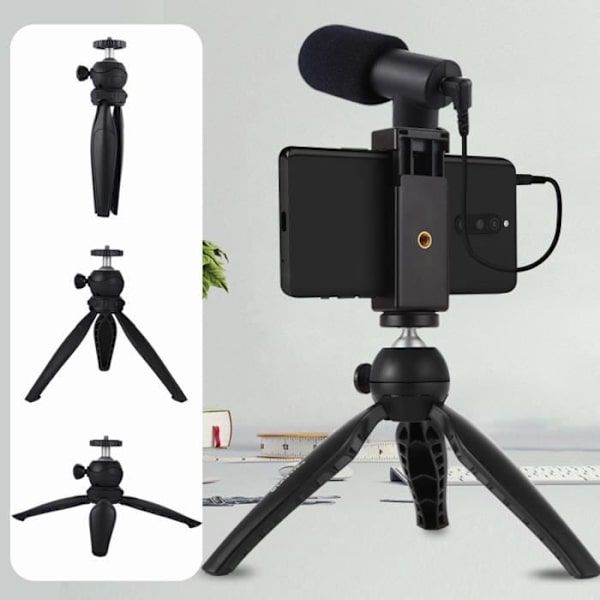 Pack Stream ja Vlog - Puluz - Vakaa Jalusta - Mikrofonissa Tuulen Estävä Suojus - Yhteensopiva Älypuhelimien 56-85mm kanssa