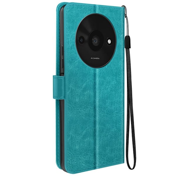 Kotelo Xiaomi Redmi A3:lle - MAYAXESS - Lompakkoteline rannehihnalla - Turkoosi Blå