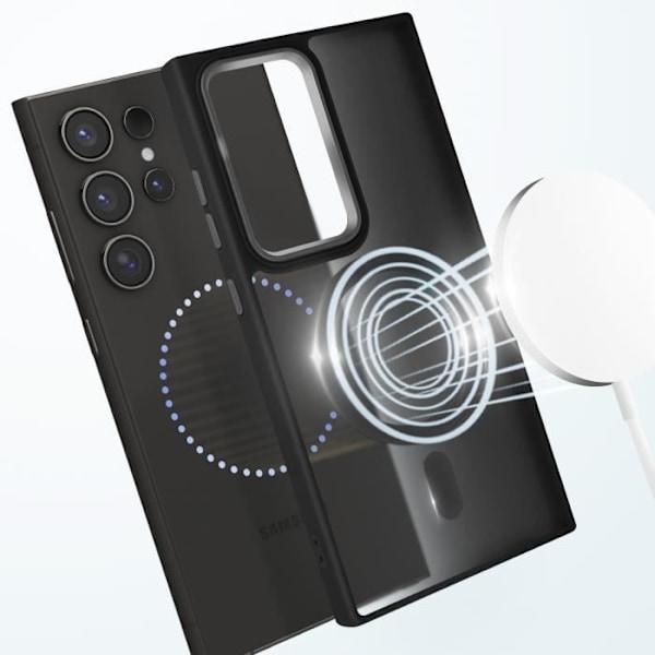 Coque MagSafe til Samsung Galaxy S24 Ultra Mat Frostet Bagside Sort Kant Svart