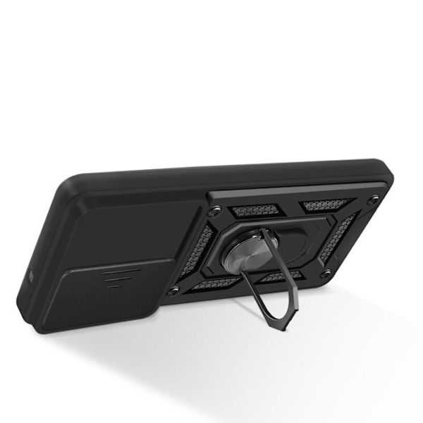 Coque til Samsung S25 Edge Ring Support med Kamera Beskyttelse Mayaxess Sort Svart