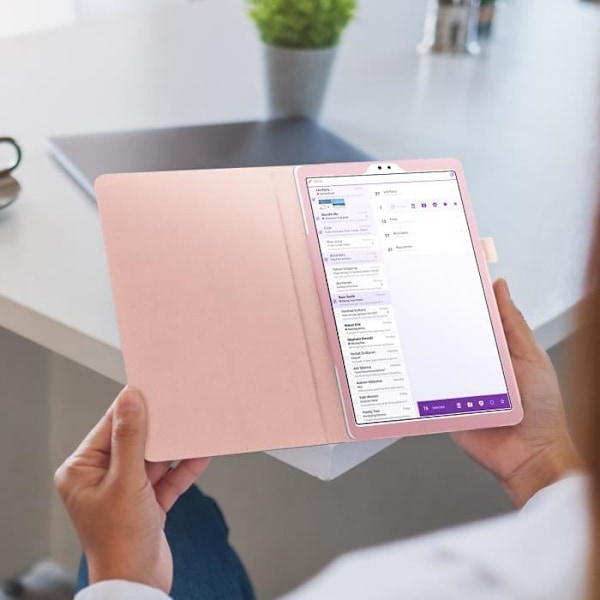 Fodral - AVIZAR - Galaxy Tab A7 Lite - Eco-läder - Videostöd - Integrerad pennhållare Rosa