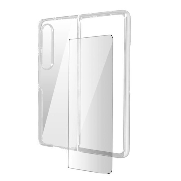 AVIZAR Fodral för Samsung Galaxy Z Fold 4 - Mjuk silikon - 9H härdat glasfilm Vit
