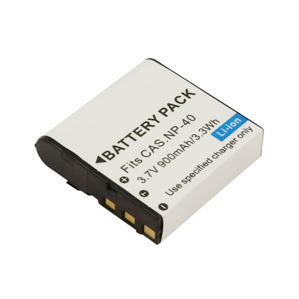 Li-ion akku 3.7V 900mAh 3.3Wh Casio NP-40 valokuvakameralle valkoinen