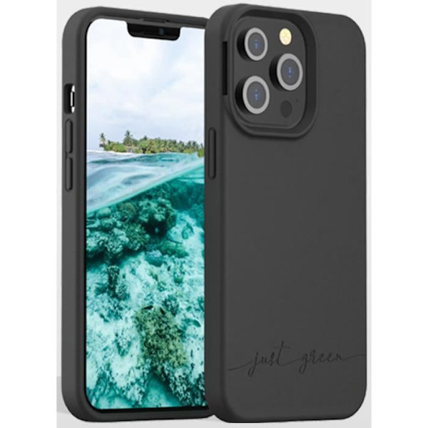 Sort biologisk nedbrydeligt cover til iPhone 13 Pro Just Green musta