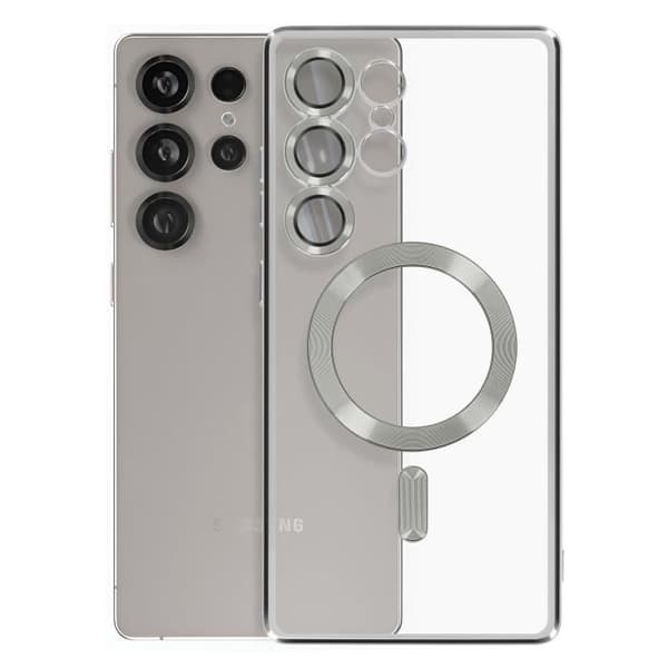Coque MagSafe - Samsung Galaxy S25 Ultra - Silikon - Silver Chrome Kontur - Helhetskydd Grå