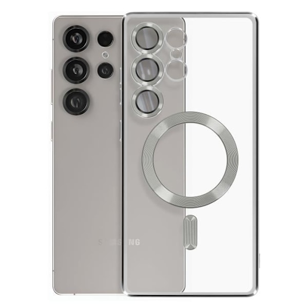 Coque MagSafe til Samsung Galaxy S25 Ultra Silikone Kontur Krom Sølv Grå