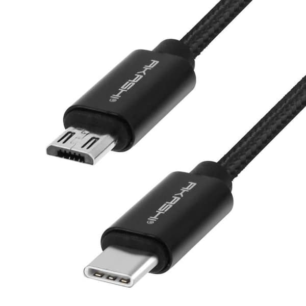 USB-C til Micro-USB kabel - AKASHI - 1m - Sort - Hurtig overførsel - Hurtig opladning Svart