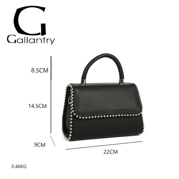 Gallantry Black Studded Elegancy käsilaukku - GALLANTRY merkki - Rakeinen ulkonäkö - Kädessä kannettava - Eri sukupuolet Svart
