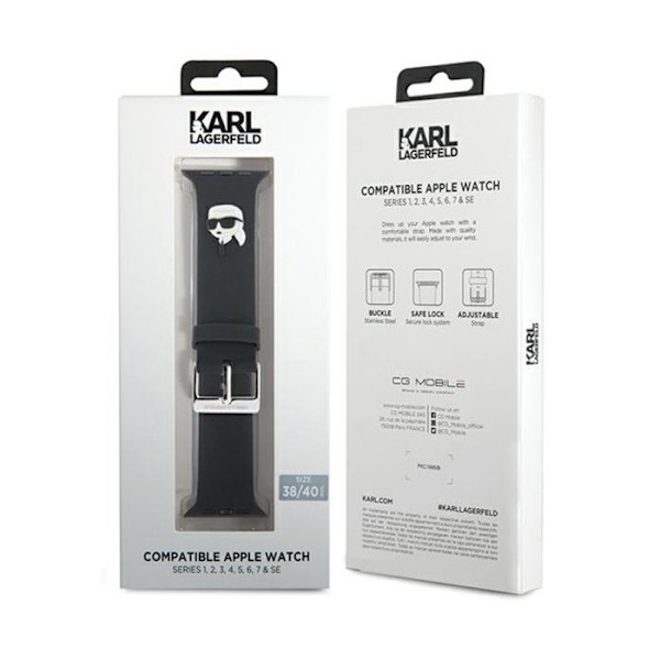 Karl Lagerfeld 3D gummi Karl Head NFT - Rem til Apple Watch 38/40/41 mm (sort)