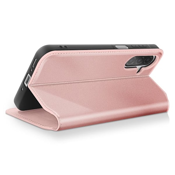 Etui för Samsung Galaxy A26 med klapp, kortfack och videostöd i rosa Rosa