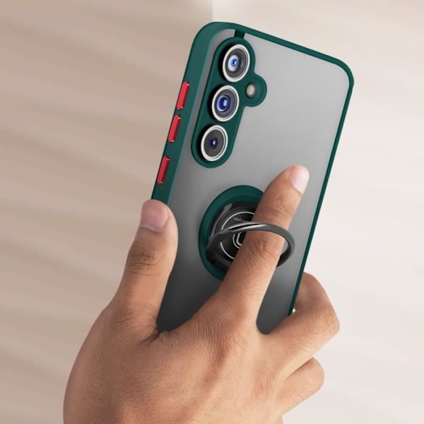 AVIZAR hårt fodral till Samsung Galaxy A55 - Mörkgrön - Metallringstödfunktion Grön