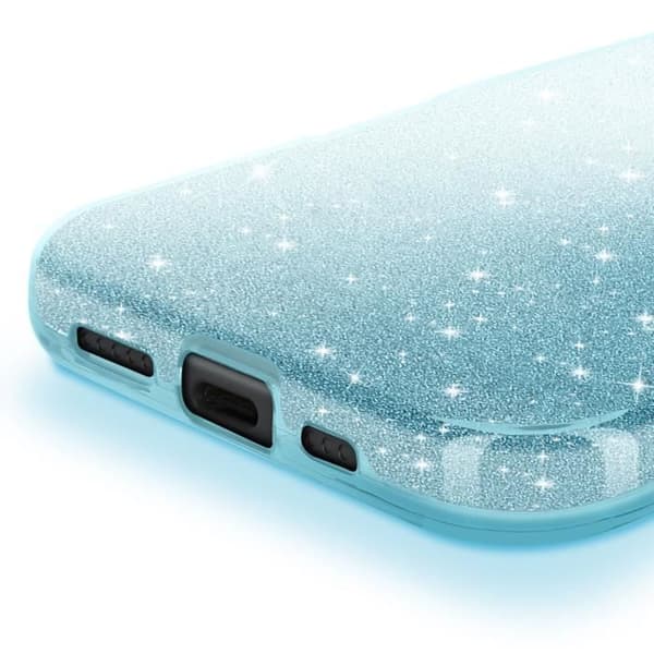 Glitteret Cover - iPhone 16 Pro Max - Stødabsorberende - Blå - Glamour Design - Hård Blå