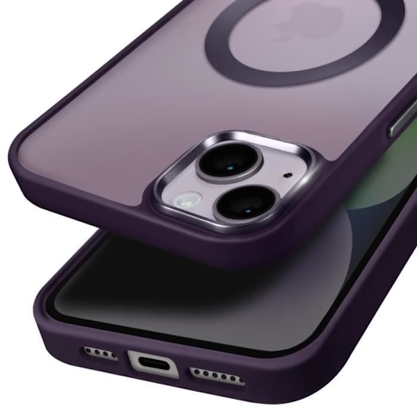 MagSafe-fodral för iPhone 14 Matt Frostad Baksida Lila Kant Lila