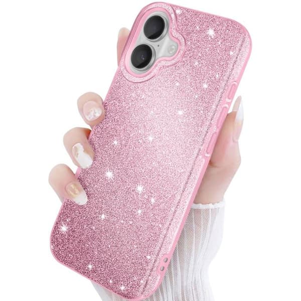 Skydd till iPhone 17 i Bi-Material Design och Glittrande Rosa Finish Rosa