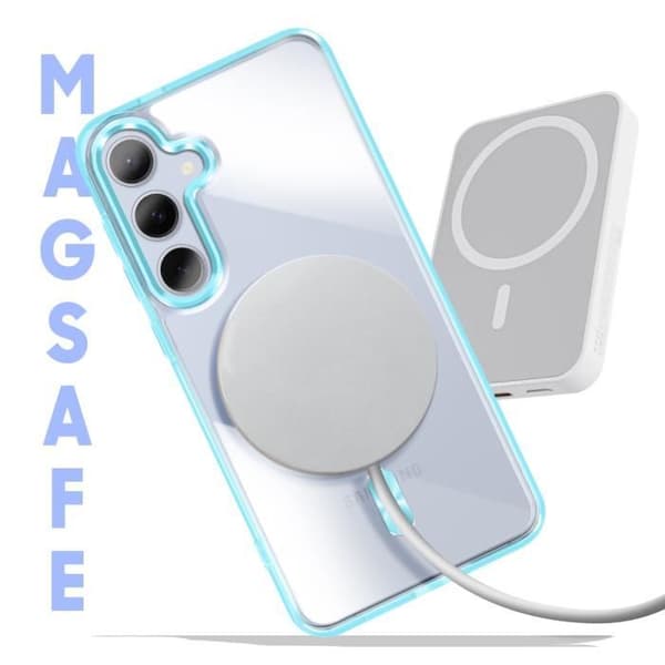 Coque - Samsung - S24 Plus/S25 Plus - MagSafe - Krystal Farve - Blå - Anti-gulning Blå