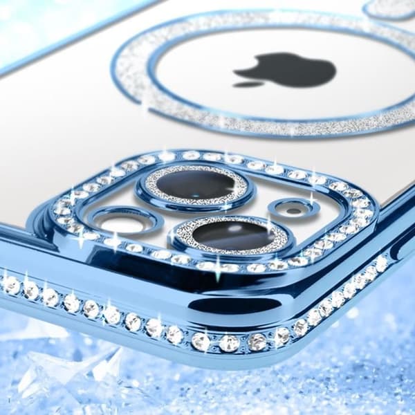 Coque - ADVISE - iPhone 14 - Lys Blå Strass Kant - Hård - Syntetisk - Unisex Blå