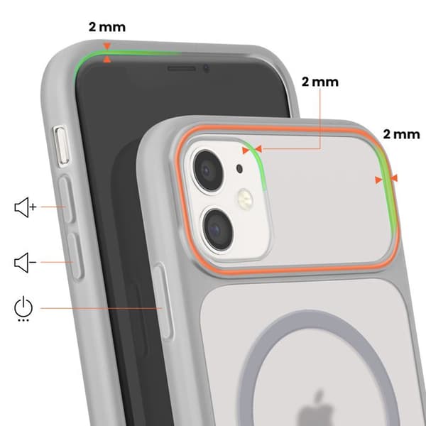 MagSafe-skal för iPhone 11 Rökig Baksida med Förstärkt Silikonram Grå Grå