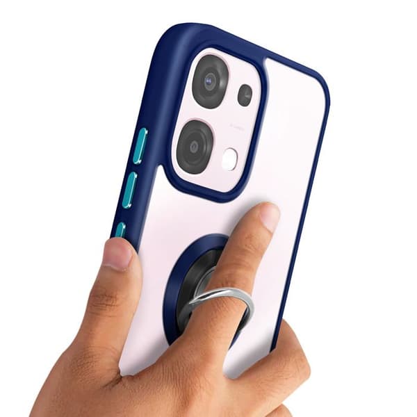Skal för Oppo A6 Pro med magnetring, frostad finish, blå Blå