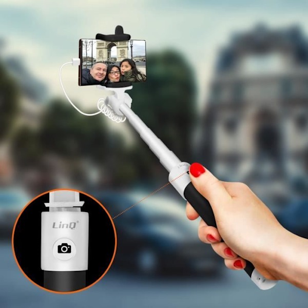 Selfie stik med ledning LINQ - USB-C stik - Udløserknap - Udvikles til 66 cm - Sort