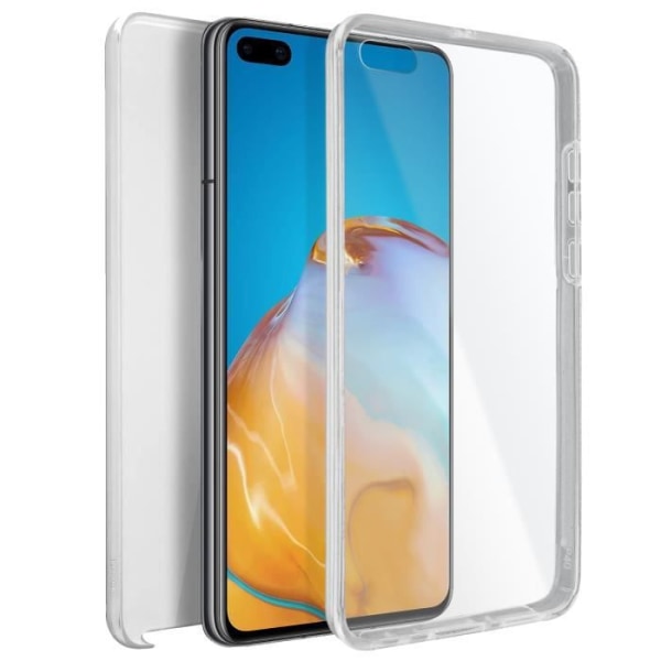 Huawei P40 Cover Hard Back Protection + Blød Front Transparent Hvid