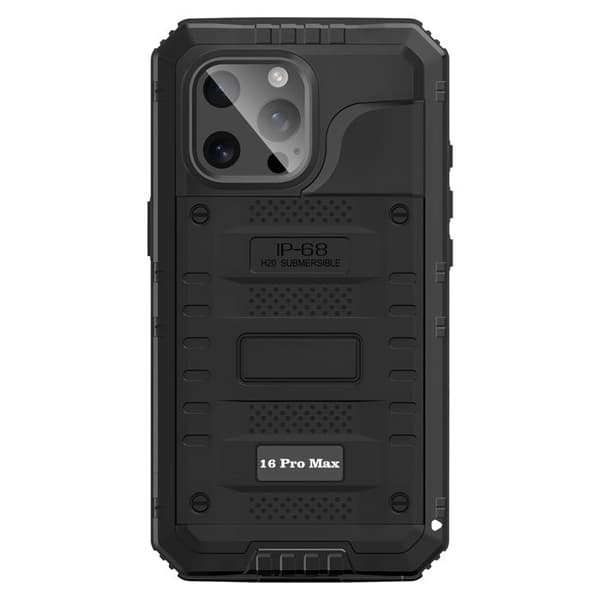 Vandtæt Cover - AVIZAR - iPhone 16 Pro Max - IP68 - Stødabsorberende - Forstærket Kant Sort Svart