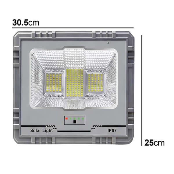 LED-projektor - AVIZAR - Solenergi LED-projektor 13W - Batteri 15Ah - Panel 15W - IP67 Grå