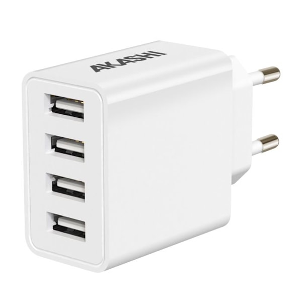 Laddare Sektor 25W 4 USB-portar Snabbladdning Kompakt Design Akashi Vit Vit