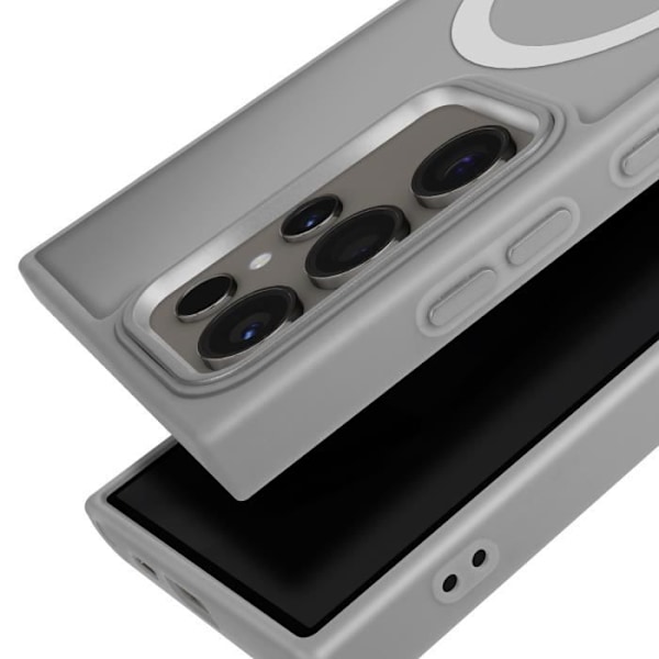 Coque MagSafe för Samsung Galaxy S24 Ultra Matt Frostad Baksidan Grå Kant Grå