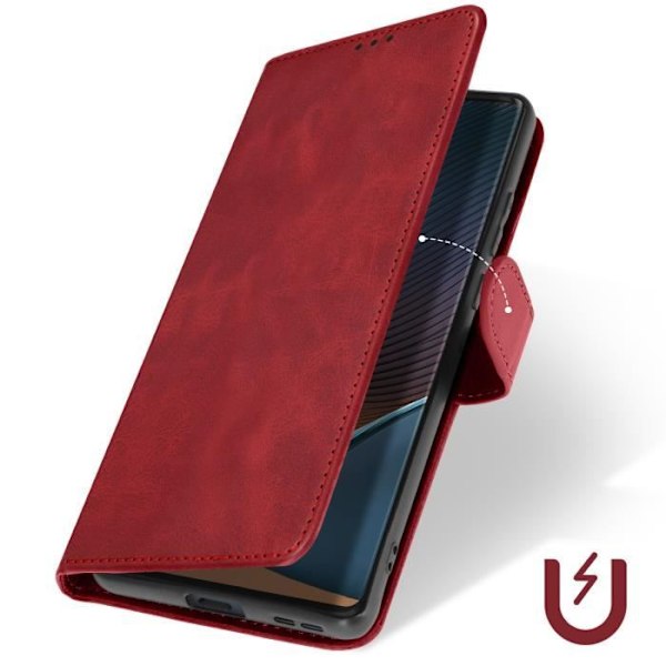 Fodral till Motorola Edge 50 Fusion Handledsrem Flip Stand Plånbok Röd Röd