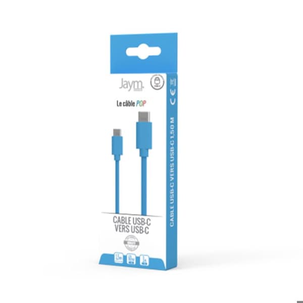 USB-C till USB-C PD 60W 3A Laddning och Synkronisering Collection POP 1.5m Jaym Blå