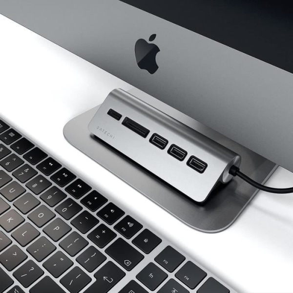 Typ C extern kortläsare med Satechi USB 3.0 Hub - grå - TU
