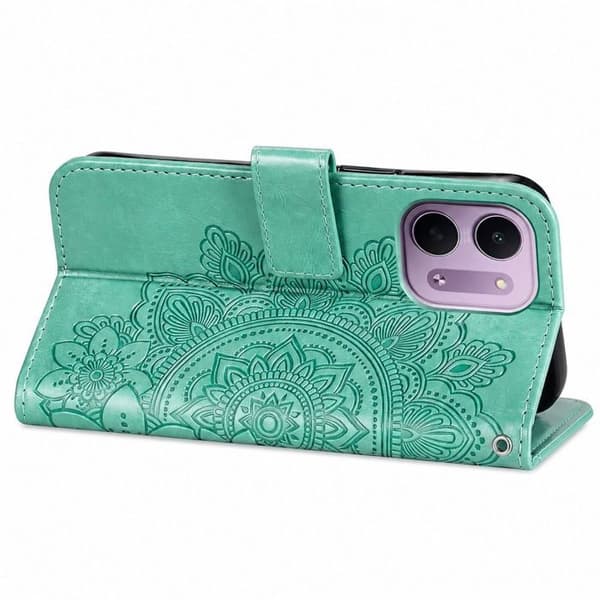 Plånboksfodral för Xiaomi Redmi 17C 5G Mandala-mönster med Stöd Turkos Blå